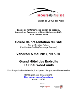 Secours alpin, conférence 5 mai, Chx-Fnds