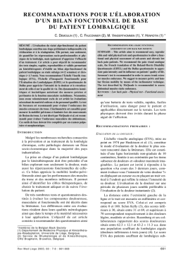 [Recommendations for a basic functional assessment of low back