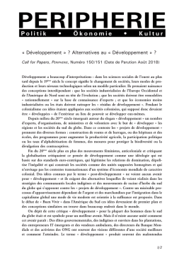 « Développement » ? Alternatives au « Développement » ?