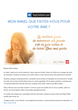 *|FNAME|*, que faites-vous pour votre &acirc;me ?