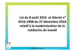 Loi du 8 ao&ucirc;t 2016 et D&eacute;cret n&deg; 2016