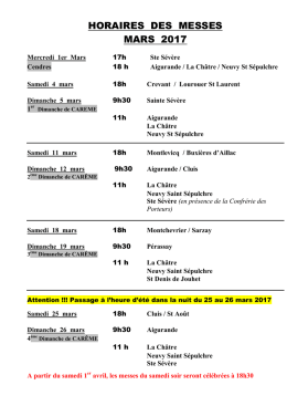 HORAIRES DE MESSES