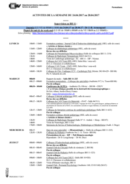 Programme de la semaine en pédiatrie