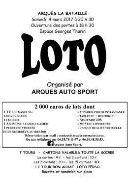 Organisé par ARQUES AUTO SPORT 2 000 euros de lots dont