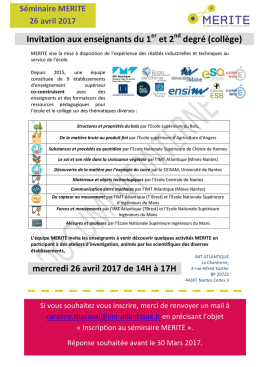 Invitation enseignants séminaire MERITE 26 avril 2017