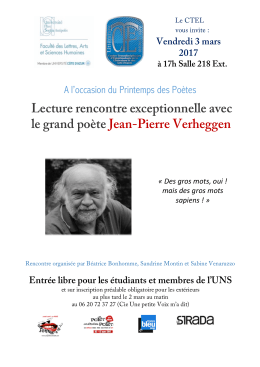Lecture rencontre exceptionnelle avec le grand poète Jean