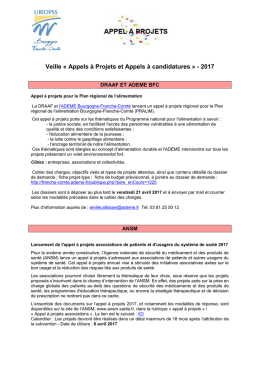 Veille « Appels à Projets et Appels à candidatures » - 2017