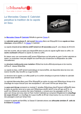 La Mercedes Classe E Cabriolet perp&eacute;tue la