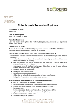 Fiche de poste Technicien Sup&eacute;rieur