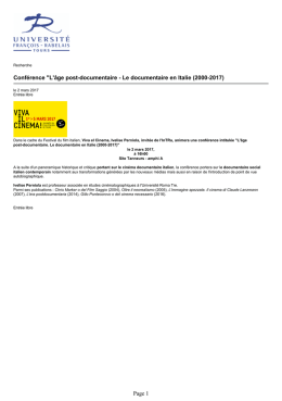 Conf&eacute;rence "L`&acirc;ge post-documentaire