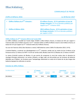 COMMUNIQUÉ DE PRESSE Chiffre d`affaires 2016