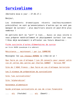 Survivalisme - Cercle de &ldquo;Citoyens