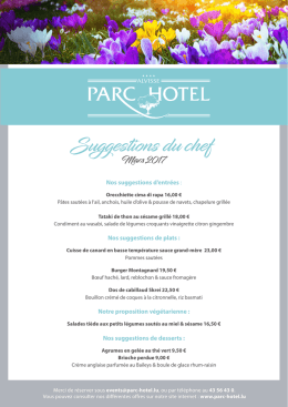 Suggestions du chef - Alvisse Parc Hotel
