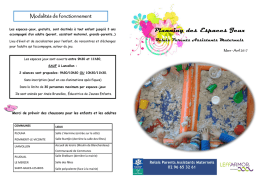 Planning des Espaces Jeux - Communaut&eacute; de Communes de