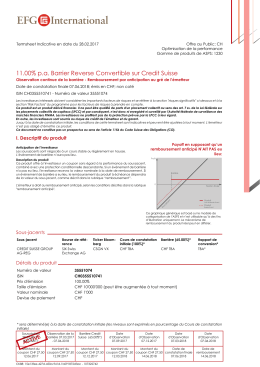 11.00% p.a. Barrier Reverse Convertible sur Credit Suisse