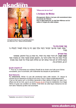 L`&eacute;clipse de Mo&iuml;se ` שמות פרק כז ספר לְהַ עֲֹלת נֵר לַמָּ