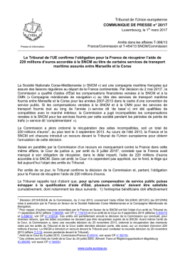 Le Tribunal de l`UE confirme l`obligation pour la - curia