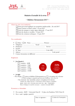 Bulletin d`abonnement