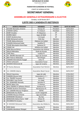 LISTE DES CANDIDATS RETENUS .