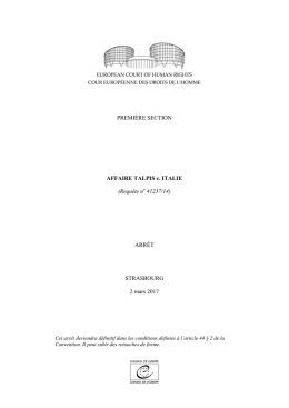 PREMI&Egrave;RE SECTION AFFAIRE TALPIS c. ITALIE