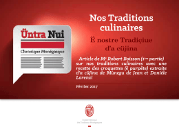 Nos Traditions culinaires - Comit&eacute; National des Traditions
