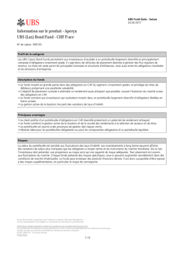 Information sur le produit - Aper&ccedil;u UBS (Lux) Bond
