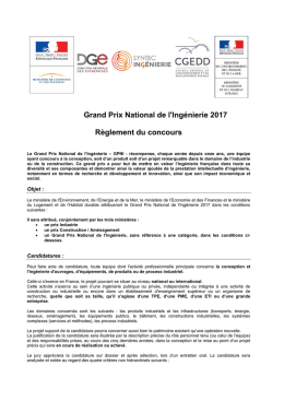 Grand Prix National de l`Ingénierie 2017 Règlement du
