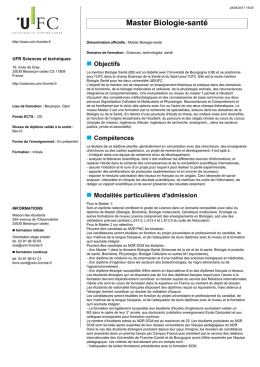 Master Biologie-santé - Le catalogue des formations de l`université