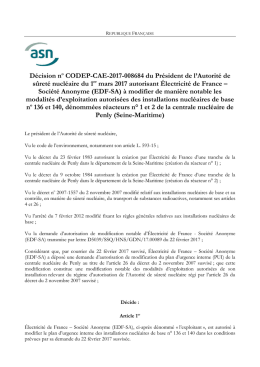 D&eacute;cision n&deg; CODEP-CAE-2017-008684 du 1er mars 2017