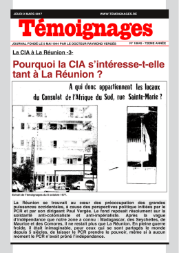Pourquoi la CIA s`intéresse-t-elle tant à La Réunion