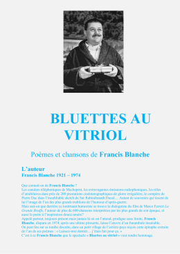 PRESENTATION BLUETTES AU VITRIOL - A la une | vivre