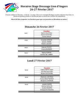 Horaires Stage Dressage Lion d`Angers 26