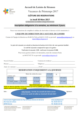 Vacances de Printemps 2017