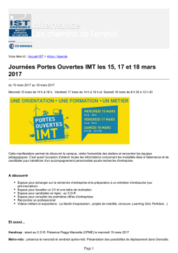 Journées Portes Ouvertes IMT les 15, 17 et 18 mars - ist