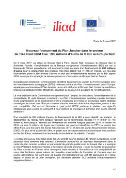 Nouveau financement du Plan Juncker dans le secteur du