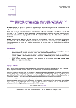 bg2v, conseil de lbo france dans le cadre de la prise a bail par