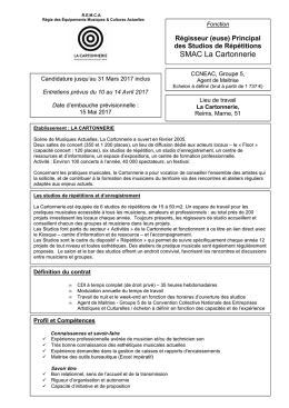 REMCA - Recrutement Régisseur Studios