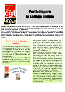 Porté disparu le collège unique - CGT Educ`Action Académie de