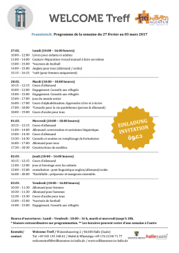 Franz&ouml;sisch: Programme de la semaine du 27 f&eacute;vrier au 03 mars 2017