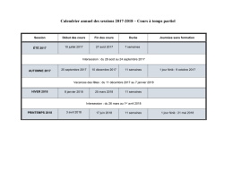 Calendrier annuel des sessions 2017