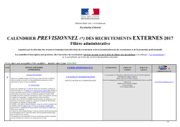 Calendrier pr&eacute;visionnel recrutements externes Fili&egrave;re ADM 2017