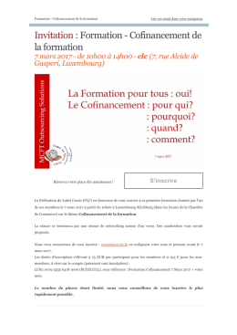 Invitation : Formation Cofinancement de la formation