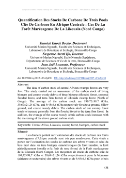 Quantification Des Stocks De Carbone De Trois Pools Clés De