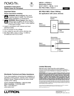 NovaT Momentary Switch INSTALL (0301763)