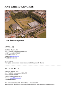 SPI.be - Liste entreprises - ANS PARC D`AFFAIRES - Hauts