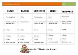 Menu du 27 au 3 mars