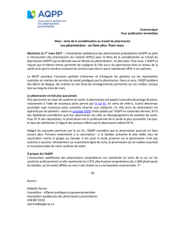 Les pharmaciens : en faire plus. Pour vous.
