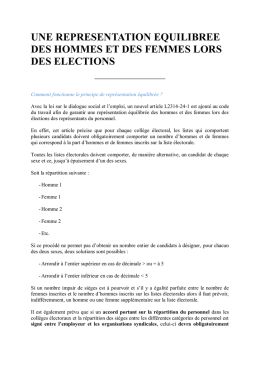 une representation equilibree des hommes et des femmes lors des