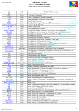 Liste des &eacute;coles partenaires