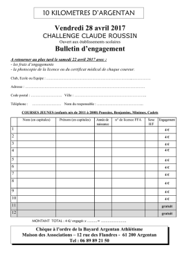 Bulletin d`engagement par équipe